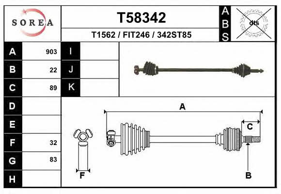 EAI T58342 Drive shaft T58342: Buy near me in Poland at 2407.PL - Good price!