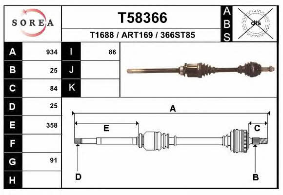 EAI T58366 Drive shaft T58366: Buy near me in Poland at 2407.PL - Good price!