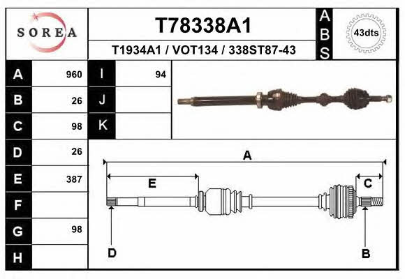 EAI T78338A1 Drive shaft T78338A1: Buy near me in Poland at 2407.PL - Good price!
