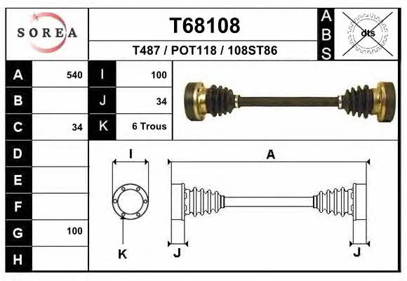 EAI T68108 Вал приводной T68108: Отличная цена - Купить в Польше на 2407.PL!