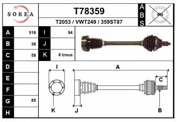 EAI T78359 Drive shaft T78359: Buy near me in Poland at 2407.PL - Good price!