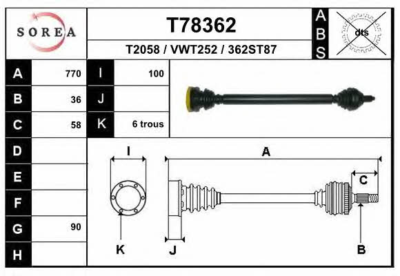 EAI T78362 Drive shaft T78362: Buy near me in Poland at 2407.PL - Good price!