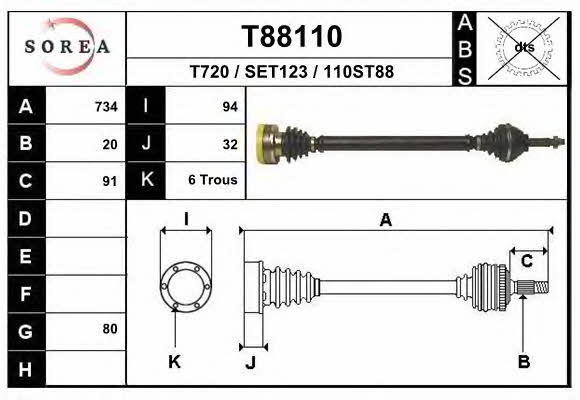 EAI T88110 Вал привідний T88110: Приваблива ціна - Купити у Польщі на 2407.PL!