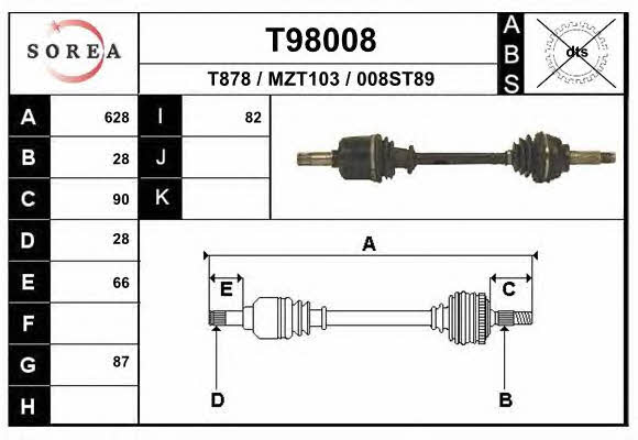 EAI T98008 Drive shaft T98008: Buy near me in Poland at 2407.PL - Good price!