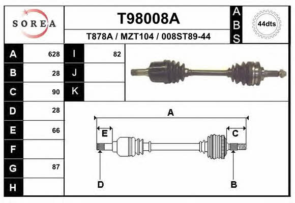 EAI T98008A Drive shaft T98008A: Buy near me in Poland at 2407.PL - Good price!