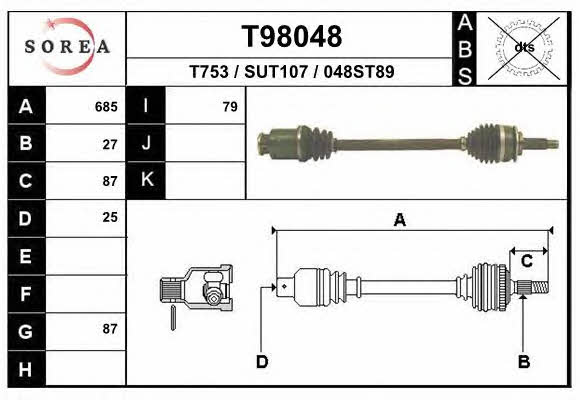 EAI T98048 Drive shaft T98048: Buy near me in Poland at 2407.PL - Good price!
