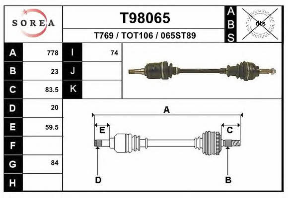 EAI T98065 Вал приводной T98065: Отличная цена - Купить в Польше на 2407.PL!