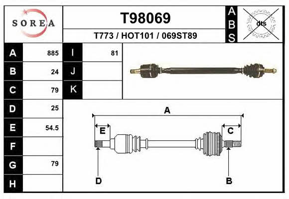 EAI T98069 Drive shaft T98069: Buy near me in Poland at 2407.PL - Good price!