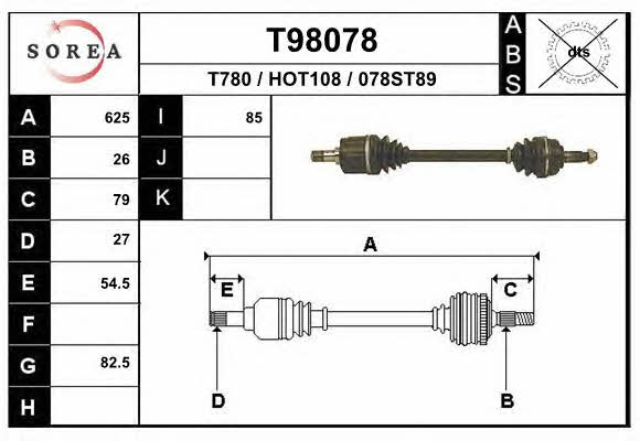 EAI T98078 Вал привідний T98078: Приваблива ціна - Купити у Польщі на 2407.PL!