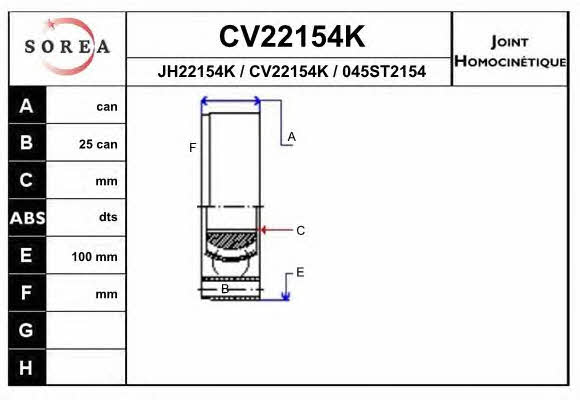 EAI CV22154K Шарнір рівних кутових швидкостей (ШРКШ) CV22154K: Приваблива ціна - Купити у Польщі на 2407.PL!