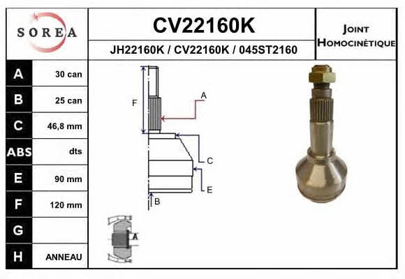 EAI CV22160K CV joint CV22160K: Buy near me in Poland at 2407.PL - Good price!