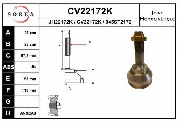 EAI CV22172K Шарнир равных угловых скоростей (ШРУС) CV22172K: Отличная цена - Купить в Польше на 2407.PL!