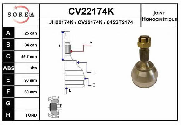 EAI CV22174K Шарнир равных угловых скоростей (ШРУС) CV22174K: Отличная цена - Купить в Польше на 2407.PL!