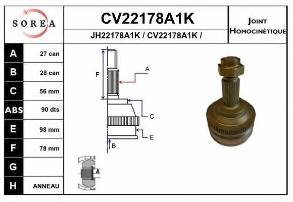EAI CV22178A1K Przegub homokinetyczny CV22178A1K: Atrakcyjna cena w Polsce na 2407.PL - Zamów teraz!