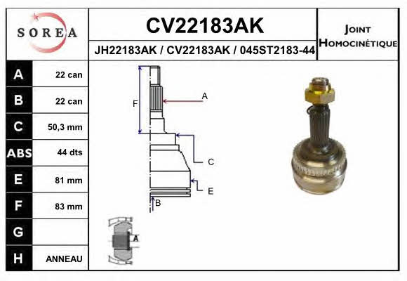 EAI CV22183AK Шарнір рівних кутових швидкостей (ШРКШ) CV22183AK: Приваблива ціна - Купити у Польщі на 2407.PL!