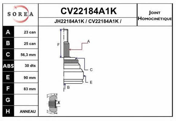 EAI CV22184A1K Шарнір рівних кутових швидкостей (ШРКШ) CV22184A1K: Приваблива ціна - Купити у Польщі на 2407.PL!