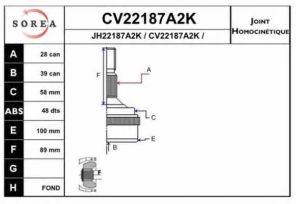 EAI CV22187A2K Przegub homokinetyczny CV22187A2K: Dobra cena w Polsce na 2407.PL - Kup Teraz!