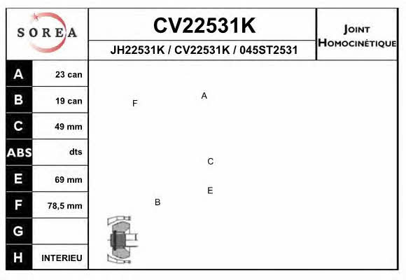 EAI CV22531K Przegub homokinetyczny CV22531K: Dobra cena w Polsce na 2407.PL - Kup Teraz!