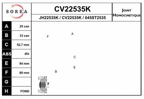 EAI CV22535K Шарнір рівних кутових швидкостей (ШРКШ) CV22535K: Приваблива ціна - Купити у Польщі на 2407.PL!