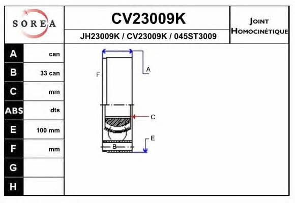 EAI CV23009K CV joint CV23009K: Buy near me in Poland at 2407.PL - Good price!
