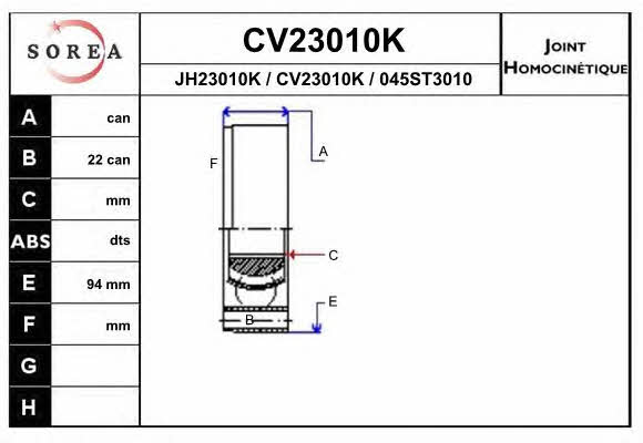 EAI CV23010K CV joint CV23010K: Buy near me in Poland at 2407.PL - Good price!
