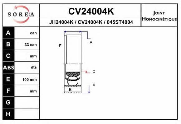 EAI CV24004K CV joint CV24004K: Buy near me in Poland at 2407.PL - Good price!