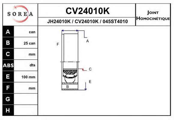EAI CV24010K Шарнир равных угловых скоростей (ШРУС) CV24010K: Отличная цена - Купить в Польше на 2407.PL!
