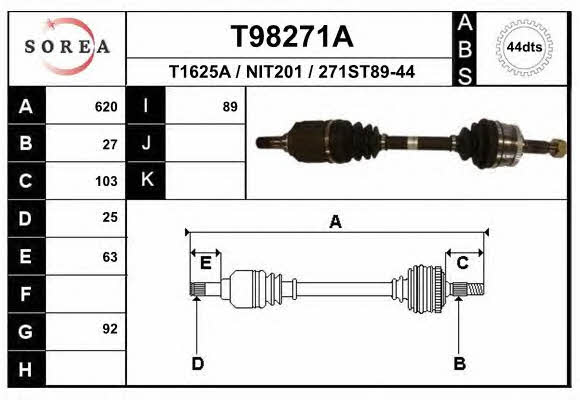 EAI T98271A Drive shaft T98271A: Buy near me in Poland at 2407.PL - Good price!