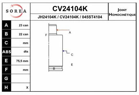 EAI CV24104K CV joint CV24104K: Buy near me in Poland at 2407.PL - Good price!