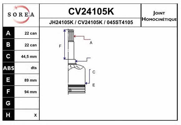 EAI CV24105K CV joint CV24105K: Buy near me in Poland at 2407.PL - Good price!