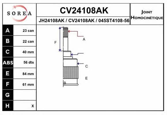 EAI CV24108AK CV joint CV24108AK: Buy near me in Poland at 2407.PL - Good price!