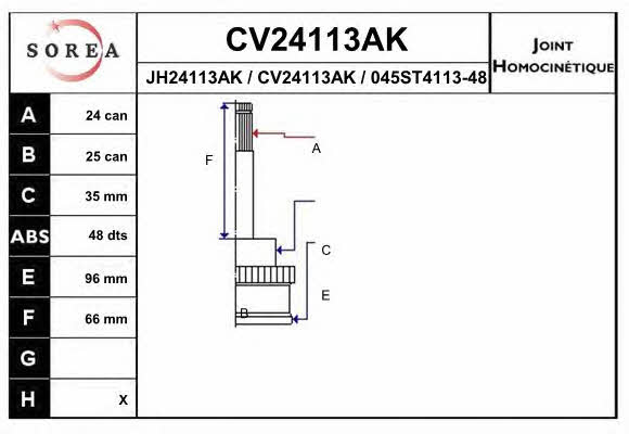 EAI CV24113AK Przegub homokinetyczny CV24113AK: Atrakcyjna cena w Polsce na 2407.PL - Zamów teraz!