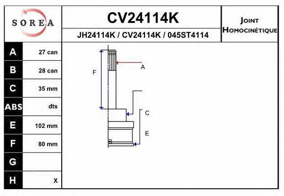 EAI CV24114K CV joint CV24114K: Buy near me at 2407.PL in Poland at an Affordable price!