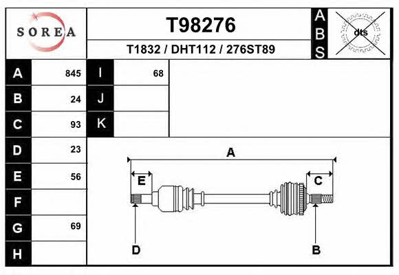 EAI T98276 Drive shaft T98276: Buy near me in Poland at 2407.PL - Good price!