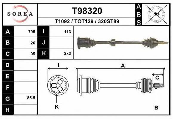 EAI T98320 Вал приводной T98320: Отличная цена - Купить в Польше на 2407.PL!