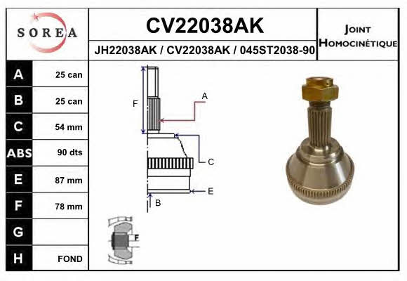 EAI CV22038AK CV joint CV22038AK: Buy near me in Poland at 2407.PL - Good price!