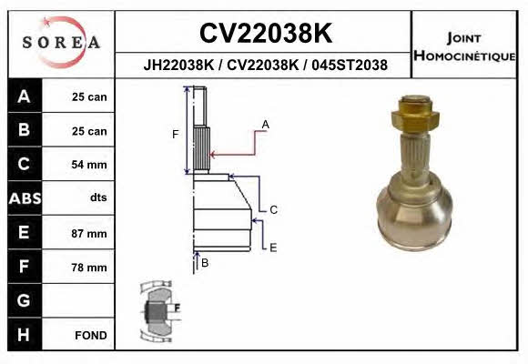 EAI CV22038K CV joint CV22038K: Buy near me in Poland at 2407.PL - Good price!