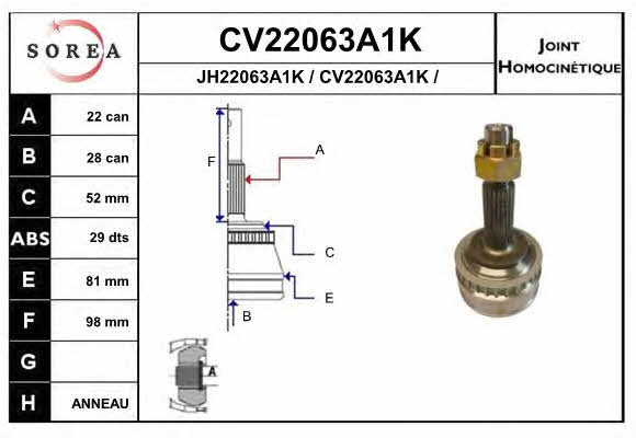 EAI CV22063A1K Шарнир равных угловых скоростей (ШРУС) CV22063A1K: Отличная цена - Купить в Польше на 2407.PL!