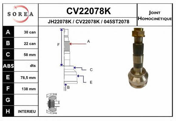 EAI CV22078K CV joint CV22078K: Buy near me in Poland at 2407.PL - Good price!