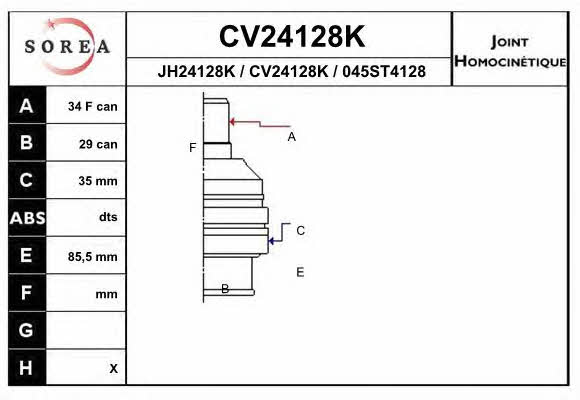 EAI CV24128K Шарнир равных угловых скоростей (ШРУС) CV24128K: Отличная цена - Купить в Польше на 2407.PL!