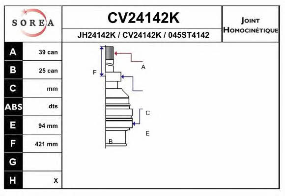 EAI CV24142K CV joint CV24142K: Buy near me in Poland at 2407.PL - Good price!