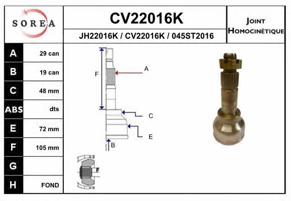 EAI CV22016K CV joint CV22016K: Buy near me in Poland at 2407.PL - Good price!