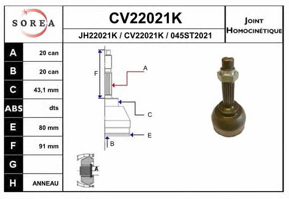 EAI CV22021K CV joint CV22021K: Buy near me in Poland at 2407.PL - Good price!