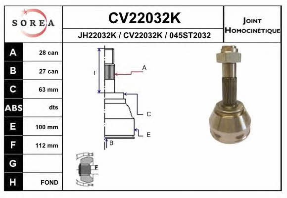 EAI CV22032K Przegub homokinetyczny CV22032K: Dobra cena w Polsce na 2407.PL - Kup Teraz!