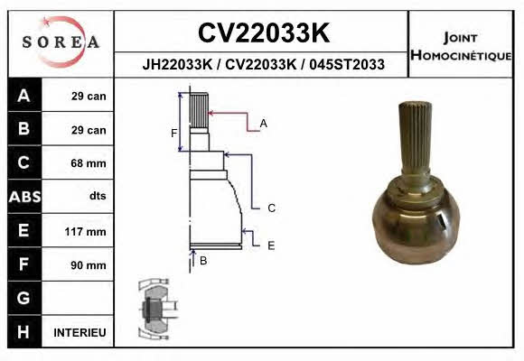 EAI CV22033K CV joint CV22033K: Buy near me in Poland at 2407.PL - Good price!