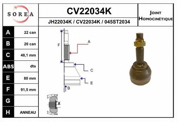 EAI CV22034K CV joint CV22034K: Buy near me in Poland at 2407.PL - Good price!