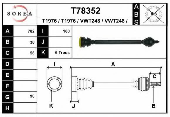 EAI T78352 Drive shaft T78352: Buy near me in Poland at 2407.PL - Good price!