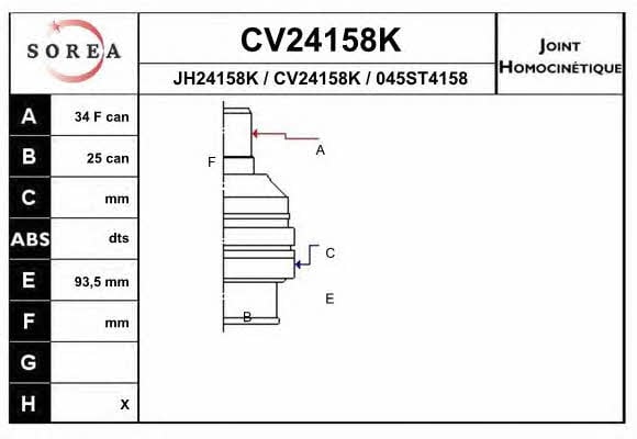 EAI CV24158K Шарнир равных угловых скоростей (ШРУС) CV24158K: Отличная цена - Купить в Польше на 2407.PL!