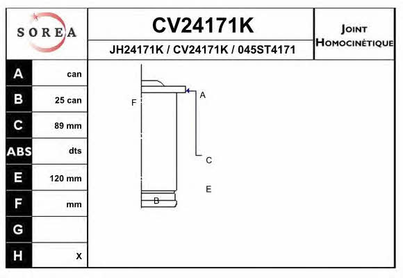 EAI CV24171K Шарнир равных угловых скоростей (ШРУС) CV24171K: Купить в Польше - Отличная цена на 2407.PL!