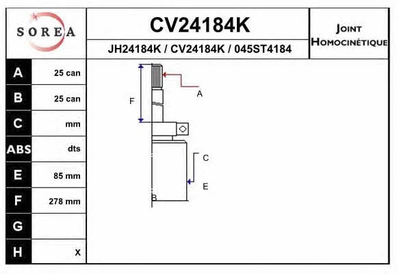EAI CV24184K Przegub homokinetyczny CV24184K: Dobra cena w Polsce na 2407.PL - Kup Teraz!